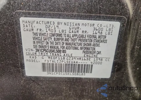 2019 Nissan Kicks S из США, поврежденный, VIN 3N1CP5CU5KL508185